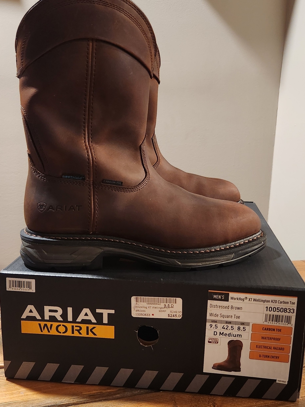 Ariat Men’s Distressed Brown Work Wellington Boots